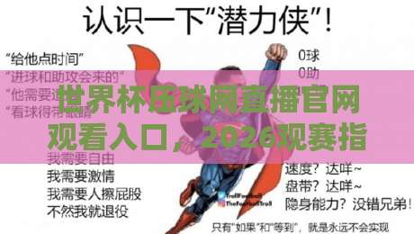 世界杯压球网直播官网观看入口，2026观赛指南来了